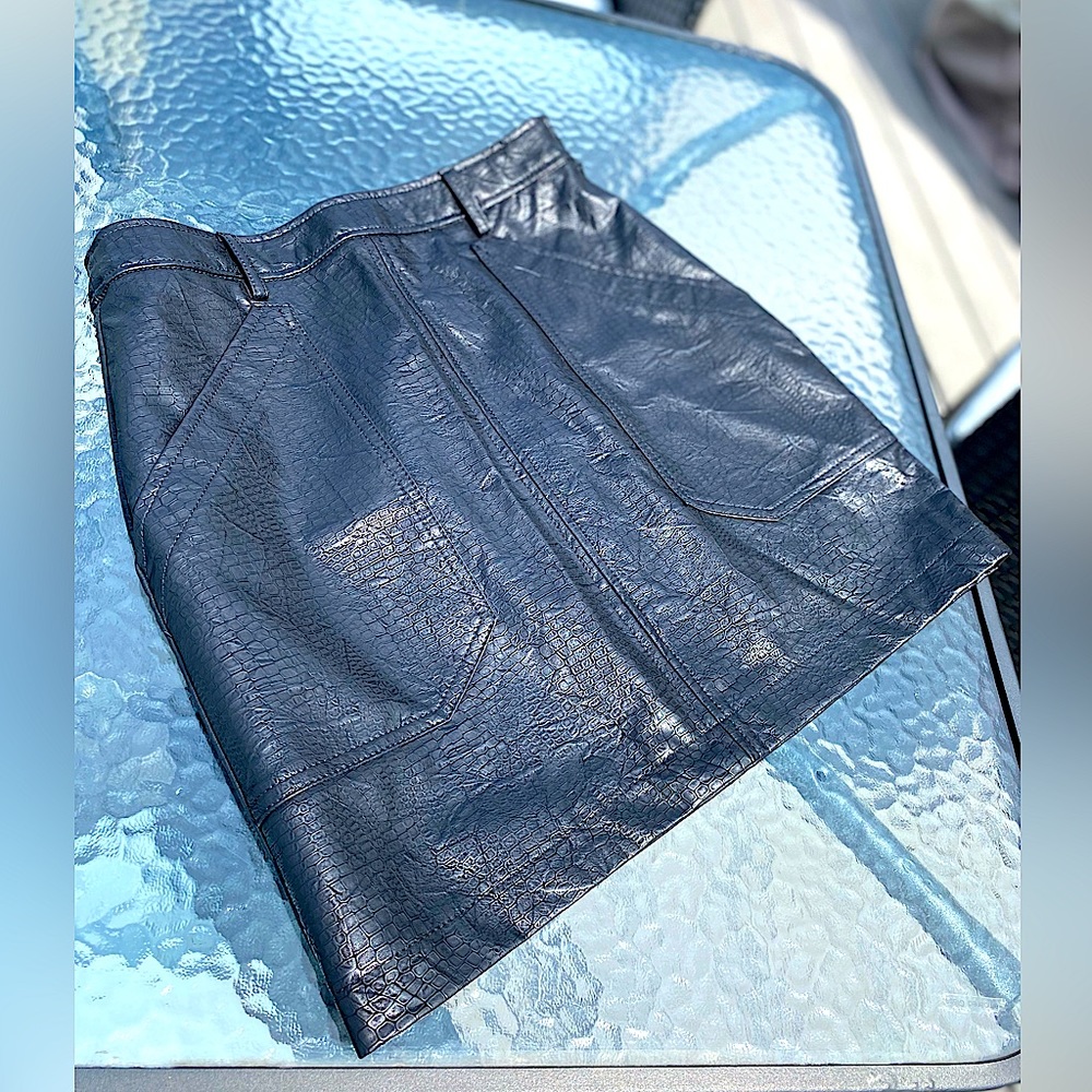 Snake Print Leather Skirt